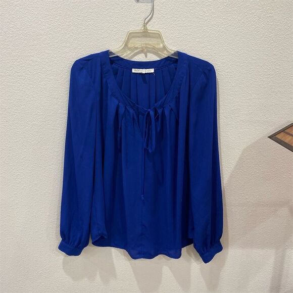 Daniel Rainn Women's M Cobalt Blue Long Sleeve Chiffon Blouse - Picture 1 of 5